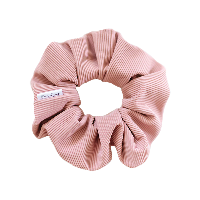 Scrunchie (Mini) - Pink Rose RIbbed Tricot